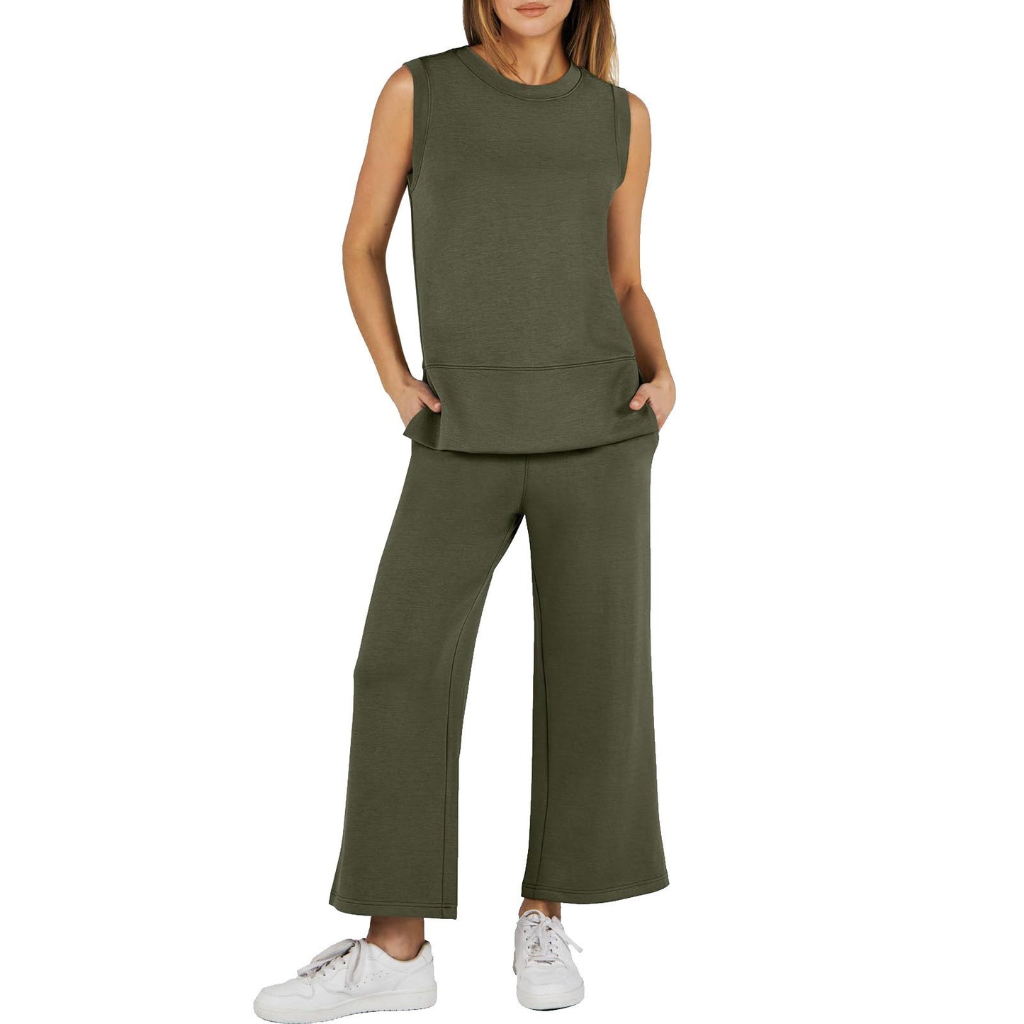 Casual Crew Neck Sleeveless Two Piece Suit (Buy 2 Sets Free Shipping)