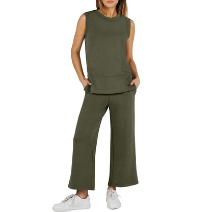 Casual Crew Neck Sleeveless Two Piece Suit (Buy 2 Sets Free Shipping)