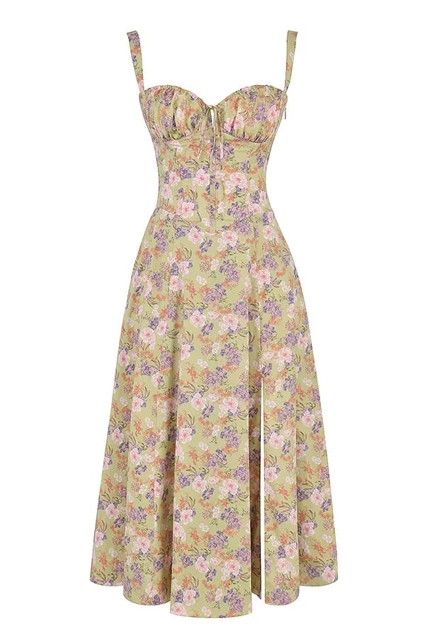 🔥Floral Bustier Midriff Waist Shaper Dress
