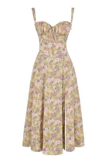 🔥Floral Bustier Midriff Waist Shaper Dress