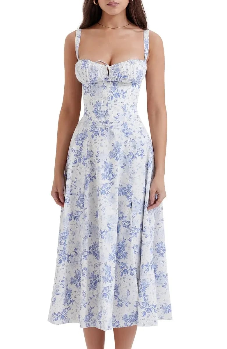 🔥Floral Bustier Midriff Waist Shaper Dress