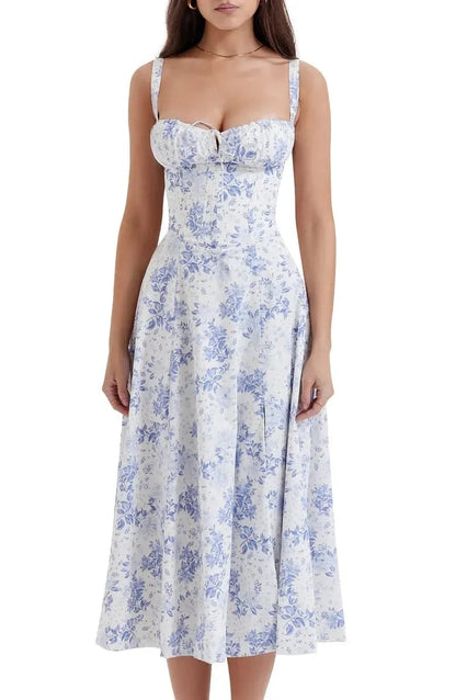 🔥Floral Bustier Midriff Waist Shaper Dress