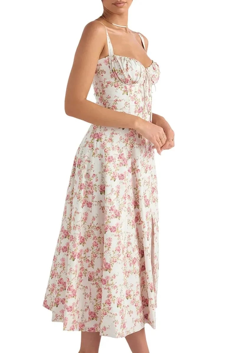 🔥Floral Bustier Midriff Waist Shaper Dress