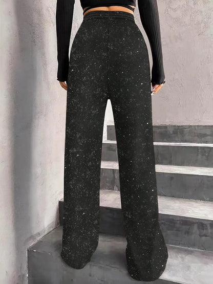 🎅Women's Sequin Sparkle Wide Leg Pants with Elastic Waistband