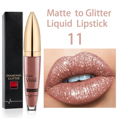 💄USD9.99 💄- Diamond Lip Color Matte to Shimmer Liquid Lipstick Waterproof