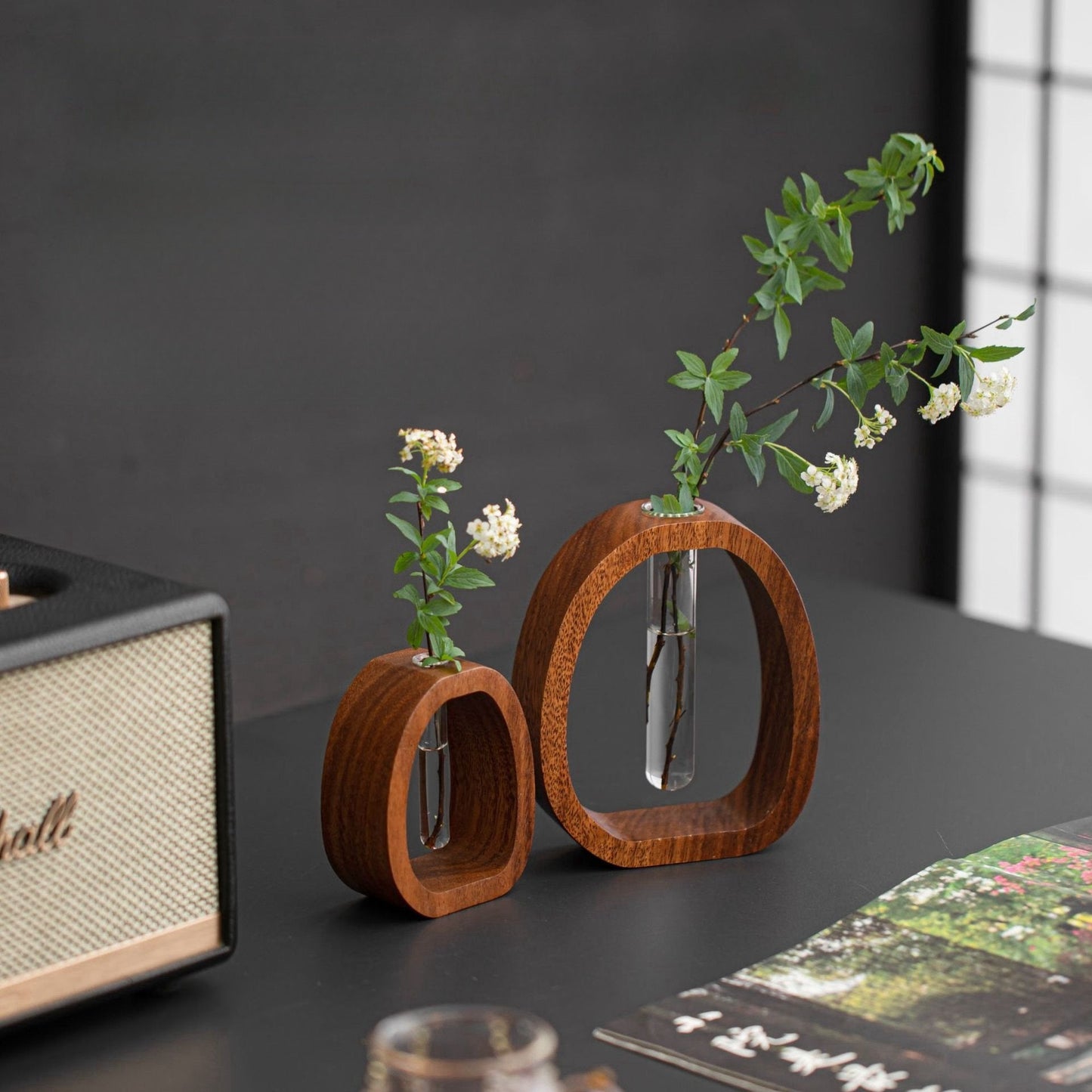 Solid Wood Glass Vase