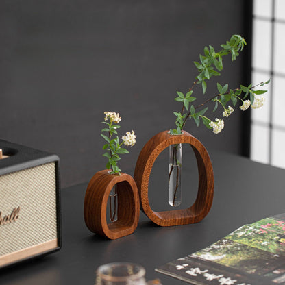 Solid Wood Glass Vase