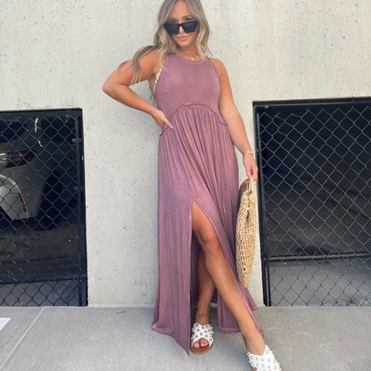 Slit Casual Simple Loose Maxi Long Dress