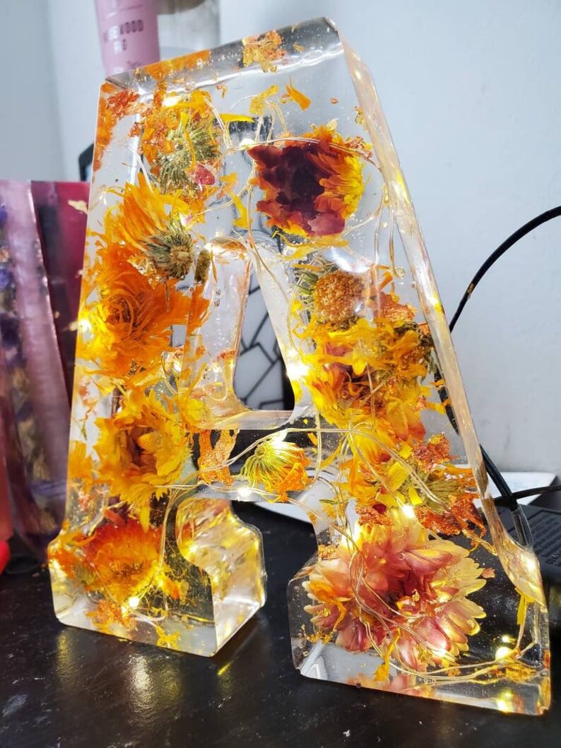 LED Luminous Letters😍Flower Resin Night Light