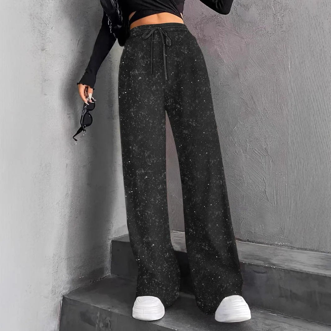 🎅Women's Sequin Sparkle Wide Leg Pants with Elastic Waistband