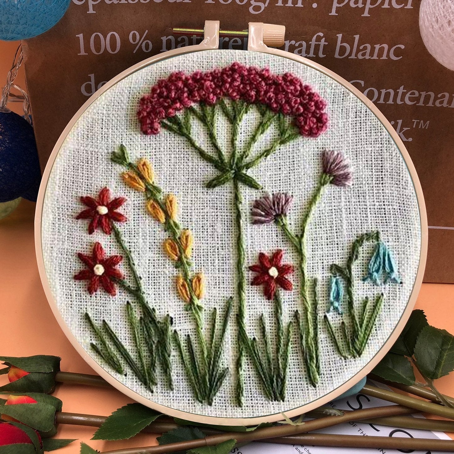 49% OFF - Perfect Gift - 💐Embroidery  Hoop Flower Kit for Beginner