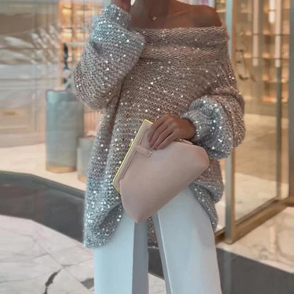 🔥Women's Off-Shoulder Cozy Loose Sweater