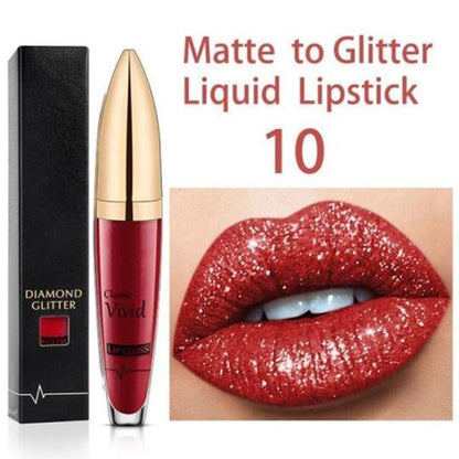 💄USD9.99 💄- Diamond Lip Color Matte to Shimmer Liquid Lipstick Waterproof