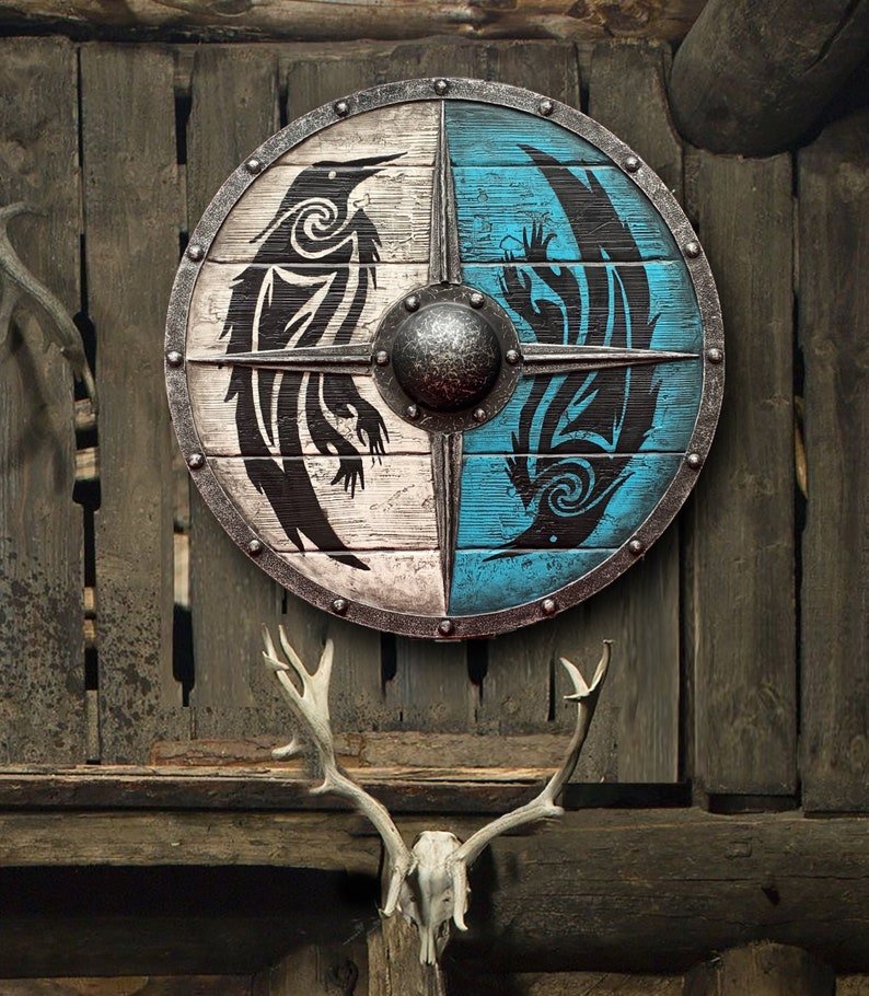 Eivor valhalla raven authentic battleworn viking shield——BUY 3 FREE SHIIPING