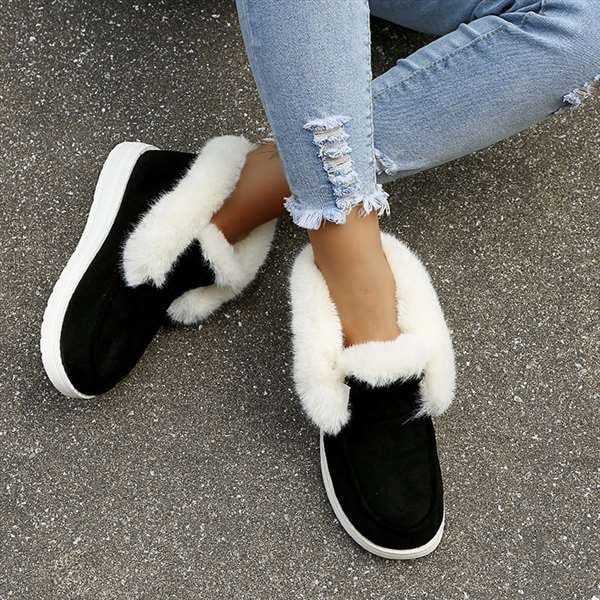 Minimalist Thermal Lined Faux Suede Snow Boots