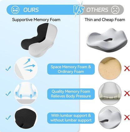 💎 40% OFF! 💎 Non-Slip Memory Foam Seat Cushion – Sciatica Relief, Breathable Mesh & Universal Fit for Car, Office & Wheelchair