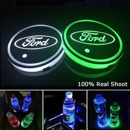 Led Car Logo Cup Lights up Holder USB Charging 7 Colors Changing