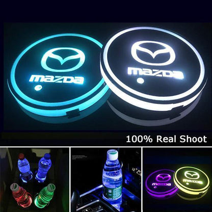 Led Car Logo Cup Lights up Holder USB Charging 7 Colors Changing
