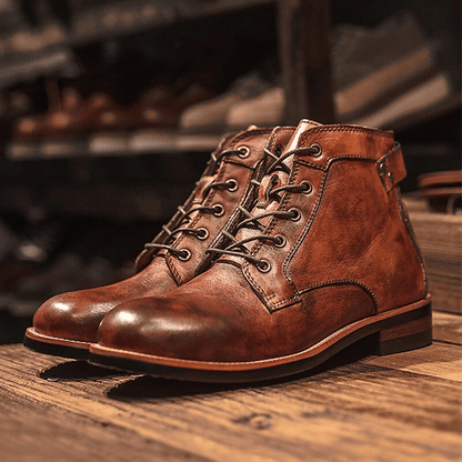 Mens Genuine Leather Waterproof Non-slip Arch Support Vintage Casual Chukka Boots
