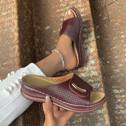 commsmarket-🔥 60% OFF — Peep Toe Hollow Out Orthopedic Slippers