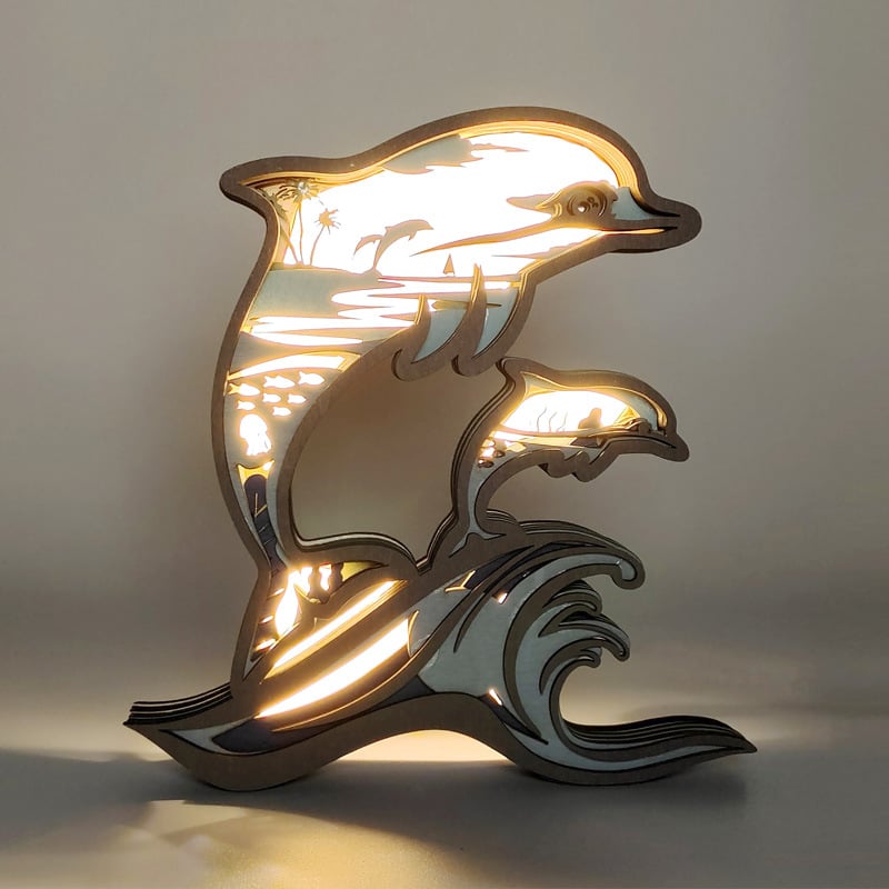 🦖Animal Wood Carving Night Light Home Decoration Crafts