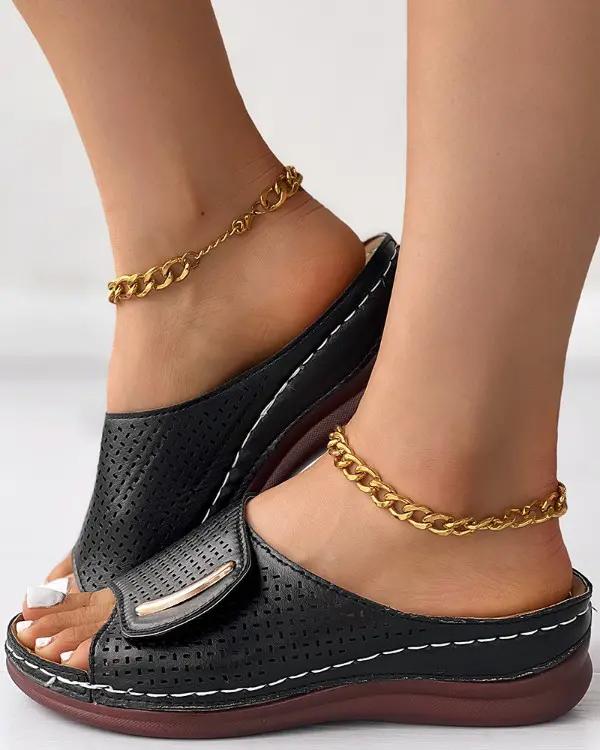 commsmarket-🔥 60% OFF — Peep Toe Hollow Out Orthopedic Slippers