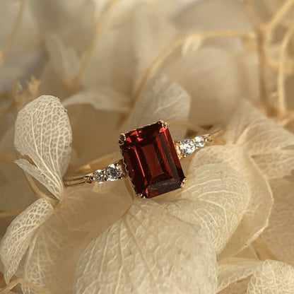 Natural Green Emerald Cut Prasiolite RingsAnniversary Birthday Gift For Her