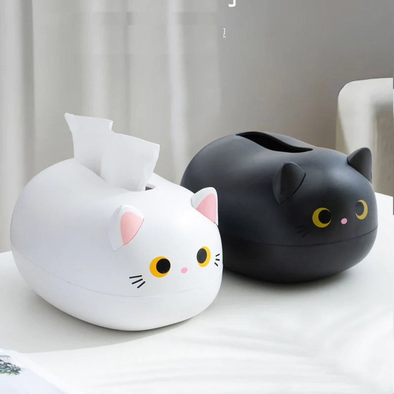 Cute cat-shaped tissue box with toothpick holder