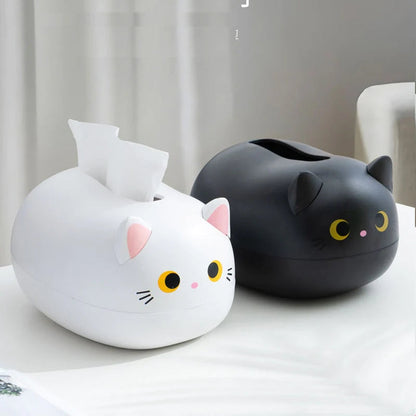 Cute cat-shaped tissue box with toothpick holder