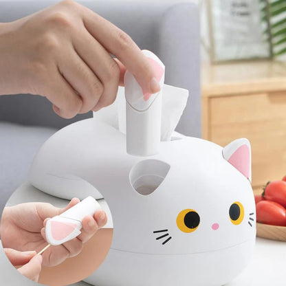 Cute cat-shaped tissue box with toothpick holder