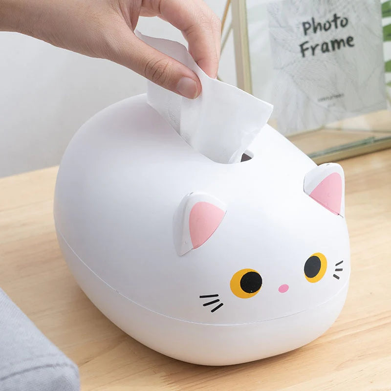 Cute cat-shaped tissue box with toothpick holder