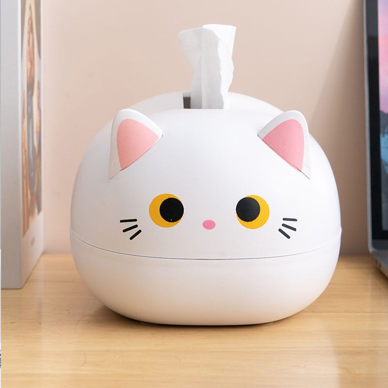 Cute cat-shaped tissue box with toothpick holder