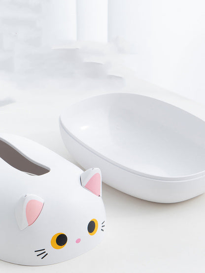 Cute cat-shaped tissue box with toothpick holder