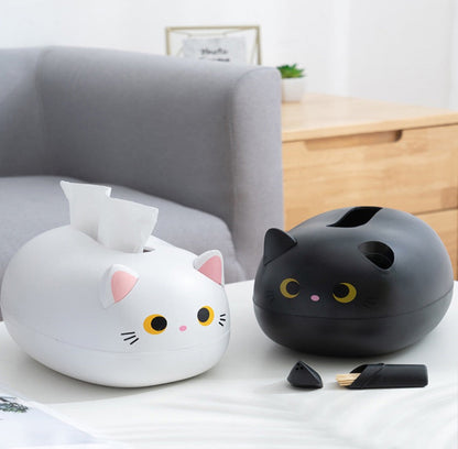 Cute cat-shaped tissue box with toothpick holder
