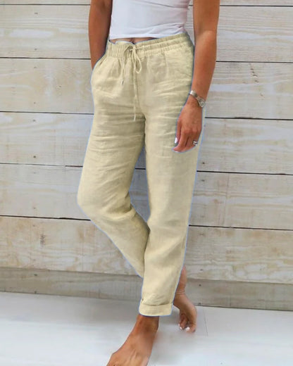 🌟Women's Elastic Waist Cotton Linen Casual Pants