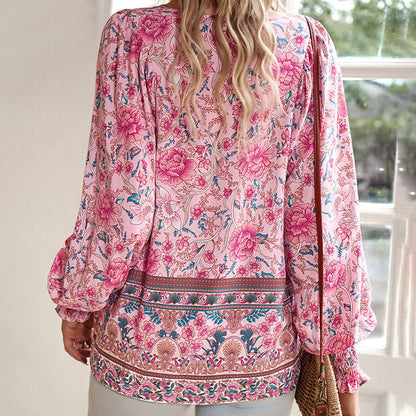 💖2025 New Products💖Women's Fashion Printed v-Neck Long Sleeve Shirt - Buy two and get free shipping!
