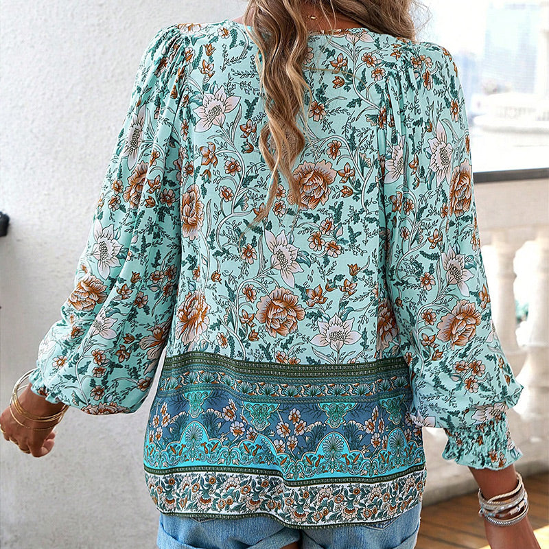 💖2025 New Products💖Women's Fashion Printed v-Neck Long Sleeve Shirt - Buy two and get free shipping!