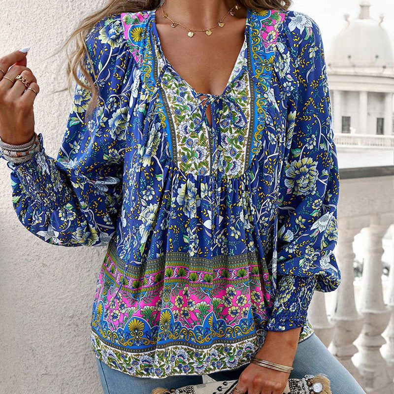 💖2025 New Products💖Women's Fashion Printed v-Neck Long Sleeve Shirt - Buy two and get free shipping!
