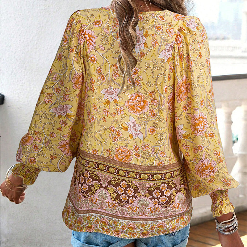 💖2025 New Products💖Women's Fashion Printed v-Neck Long Sleeve Shirt - Buy two and get free shipping!