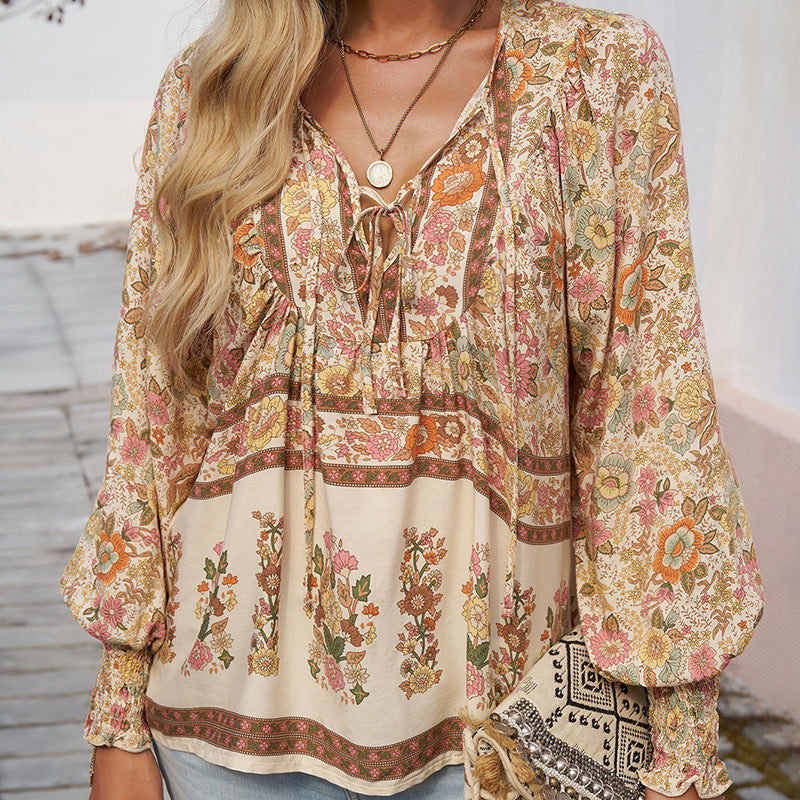 💖2025 New Products💖Women's Fashion Printed v-Neck Long Sleeve Shirt - Buy two and get free shipping!