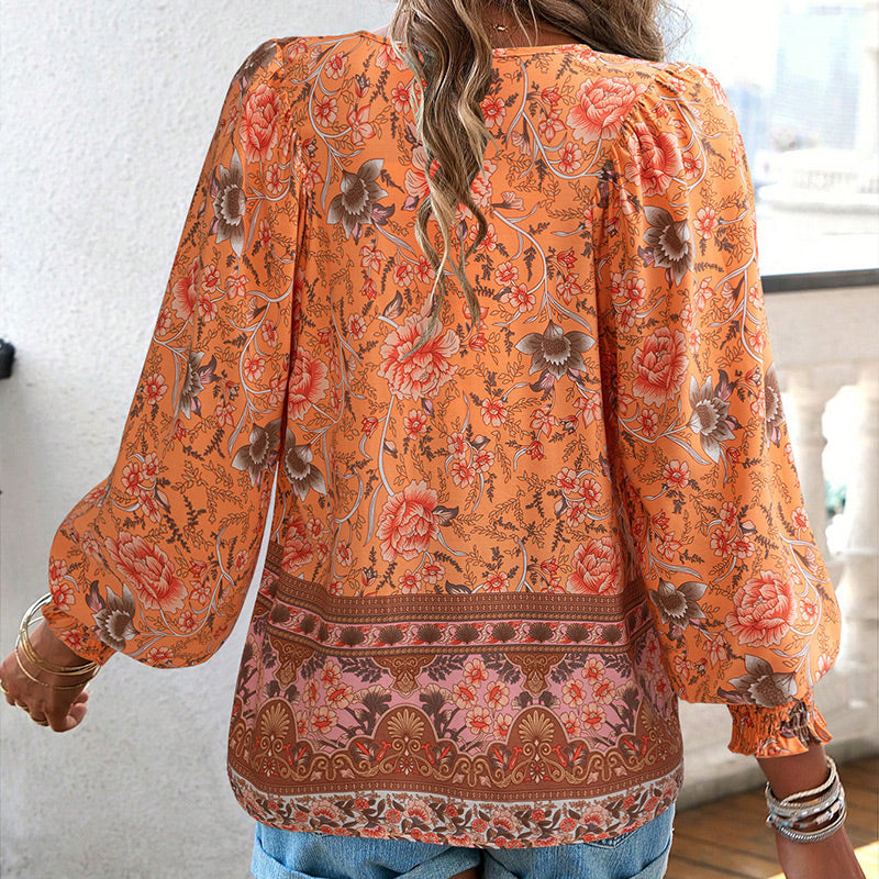 💖2025 New Products💖Women's Fashion Printed v-Neck Long Sleeve Shirt - Buy two and get free shipping!