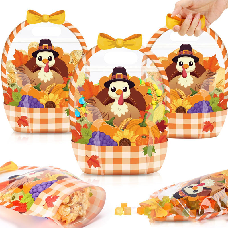 Easter Goodie Bags Plastic Candy Gift Bags with Handle Bunny Chick Pattern Transparent Treat Bags