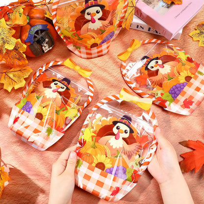 Easter Goodie Bags Plastic Candy Gift Bags with Handle Bunny Chick Pattern Transparent Treat Bags