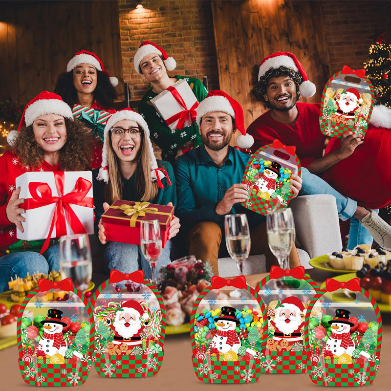 Easter Goodie Bags Plastic Candy Gift Bags with Handle Bunny Chick Pattern Transparent Treat Bags