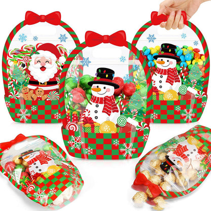 Easter Goodie Bags Plastic Candy Gift Bags with Handle Bunny Chick Pattern Transparent Treat Bags