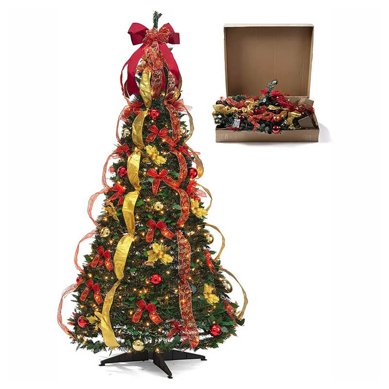 Foldable Tree 6FT Foldable Christmas Tree with Ornaments – gogooption.com