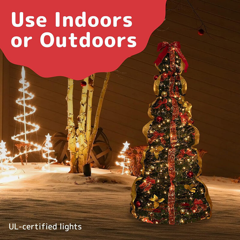 Foldable Tree 6FT Foldable Christmas Tree with Ornaments – gogooption.com