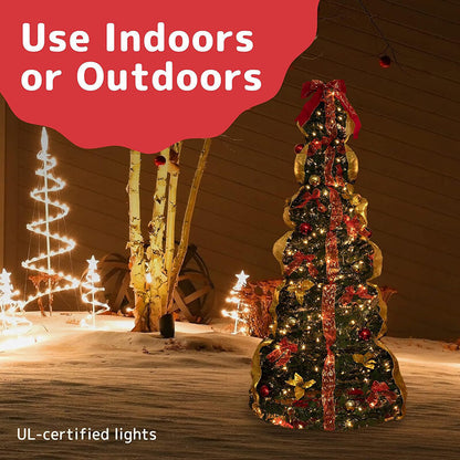 6FT Foldable Christmas Tree with Ornaments