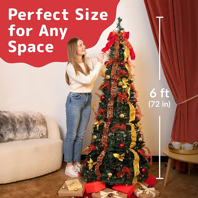 Foldable Tree 6FT Foldable Christmas Tree with Ornaments – gogooption.com