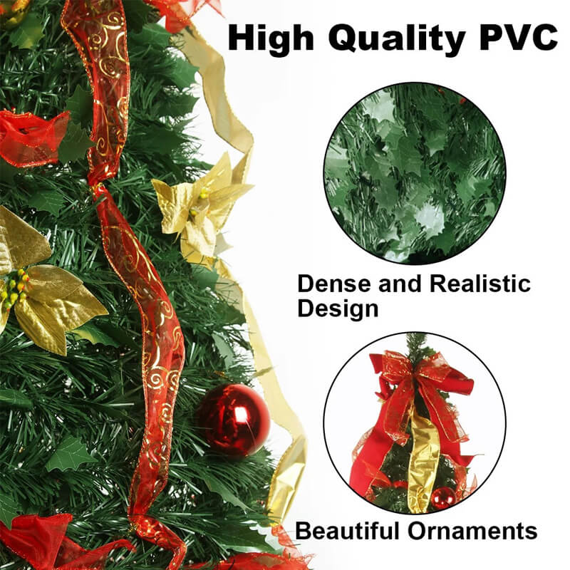 Foldable Tree 6FT Foldable Christmas Tree with Ornaments – gogooption.com